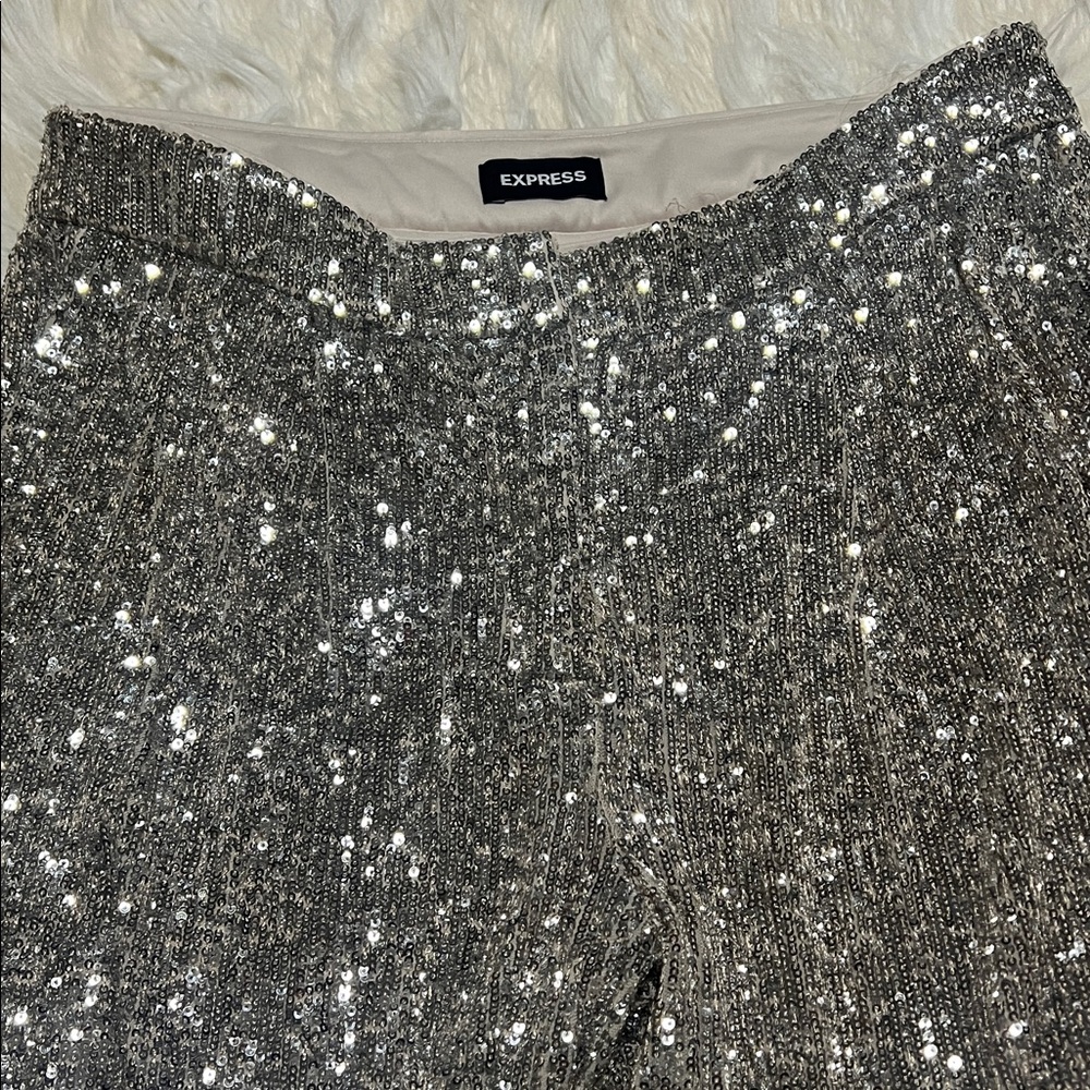 Express Silver Sequin Fully Lined Women's Cropped… - image 3